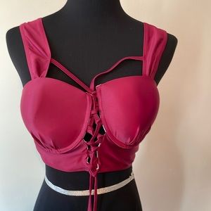 2pc NWOT shien swim set cranberry / maroon color